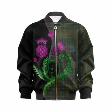 Kerry County Ireland Tartan Kid Bomber Jacket Traditional Scottish Thistle