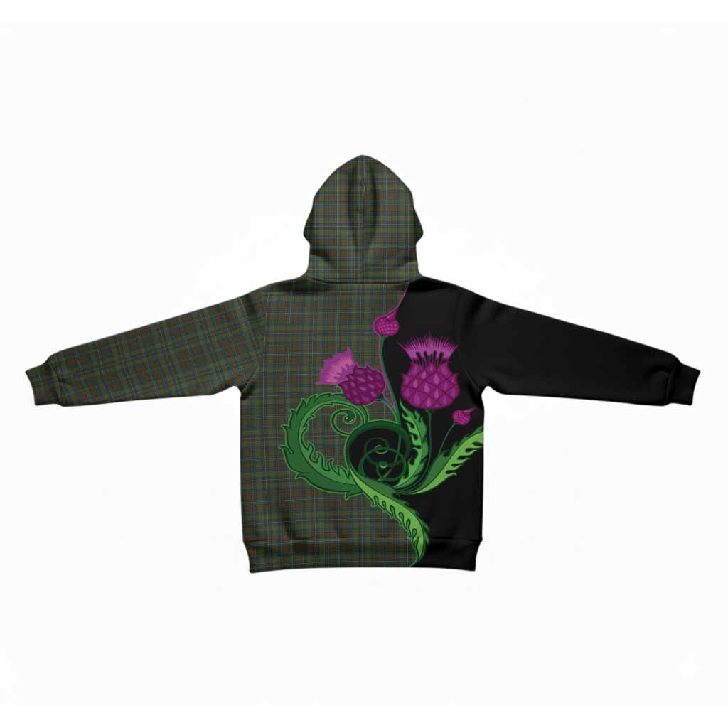 Kerry County Ireland Tartan Kid Hoodie Traditional Scottish Thistle