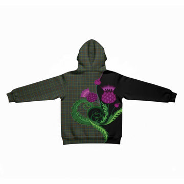 Kerry County Ireland Tartan Kid Hoodie Traditional Scottish Thistle