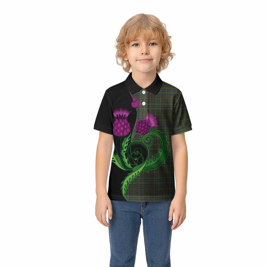 Kerry County Ireland Tartan Kid Polo Shirt Traditional Scottish Thistle