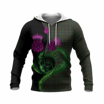 Kerry County Ireland Tartan Knitted Hoodie Traditional Scottish Thistle