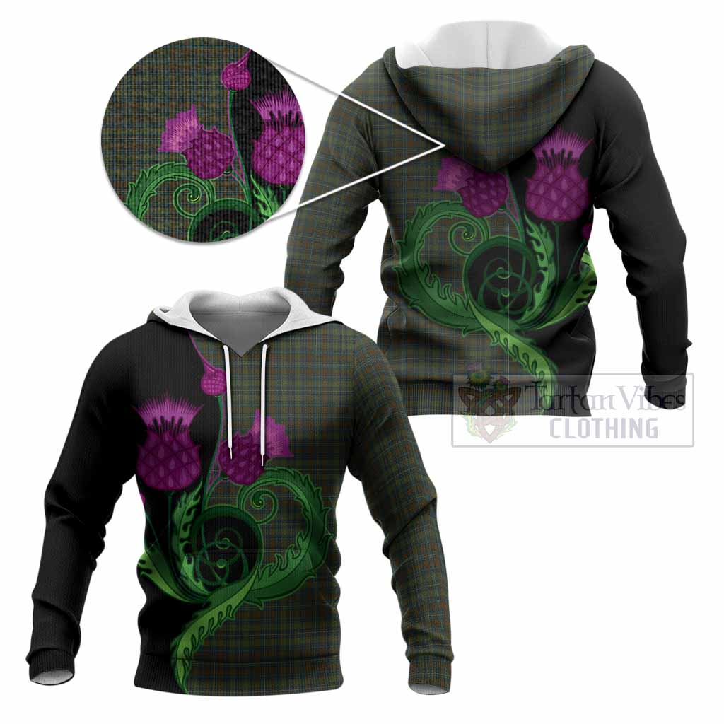 Kerry County Ireland Tartan Knitted Hoodie Traditional Scottish Thistle