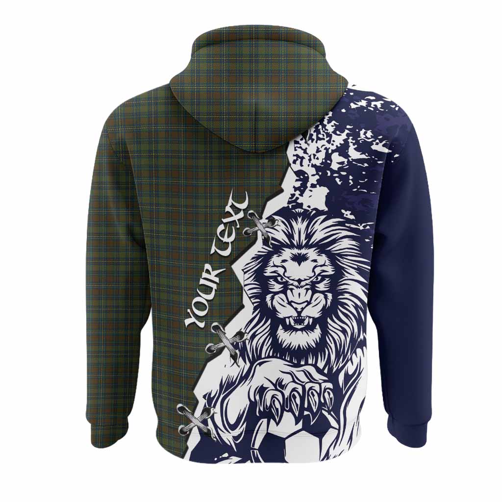 Kerry County Ireland Tartan Scottish Hoodie Angry Lion With Soccer Ball Style
