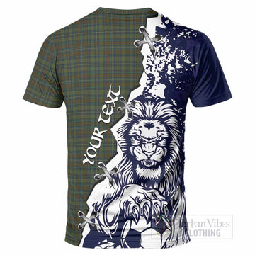 Kerry County Ireland Tartan Scottish T-Shirt Angry Lion With Soccer Ball Style