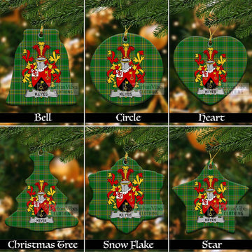 Keyes Irish Clan Tartan Christmas Ceramic Ornament with Coat of Arms