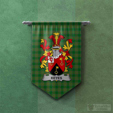 Keyes Irish Clan Tartan Gonfalon, Tartan Banner with Coat of Arms