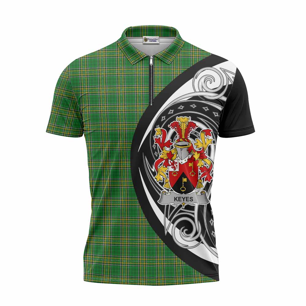 Keyes Irish Clan Zipper Polo Shirt Celtic Circle Style Unisex - Tartan Vibes Clothing