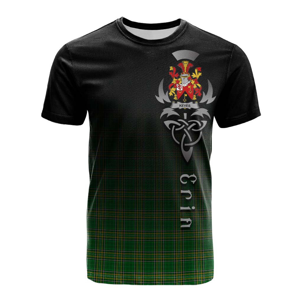 Tartan Vibes Clothing Keyes Irish Clan Cotton T-shirt with Coat of Arms Erin Go Bragh Celtic Inspired