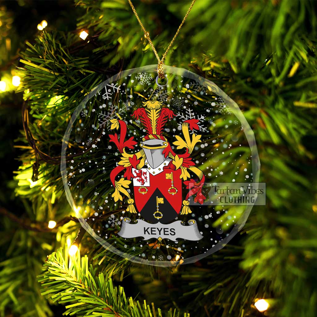 Keyes Irish Clan Christmas Glass Ornament with Coat of Arms Transparent Glass Circle - 2D-tartanvibesclothing