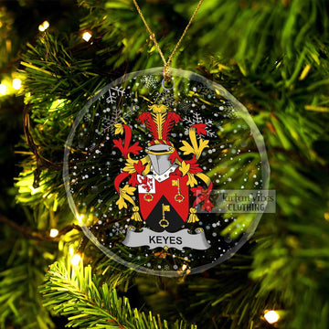 Keyes Irish Clan Christmas Glass Ornament with Coat of Arms