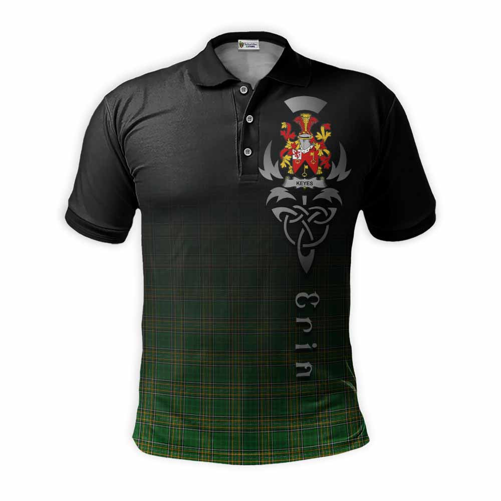Tartan Vibes Clothing Keyes Irish Clan Polo Shirt with Coat of Arms Erin Go Bragh Celtic Inspired