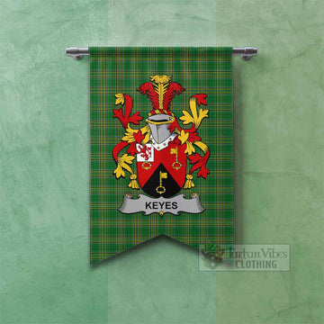 Keyes Irish Clan Tartan Gonfalon, Tartan Banner with Coat of Arms