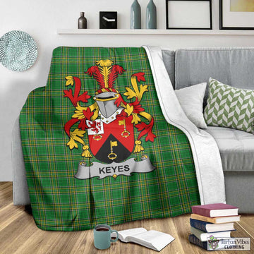 Keyes Irish Clan Tartan Blanket with Coat of Arms