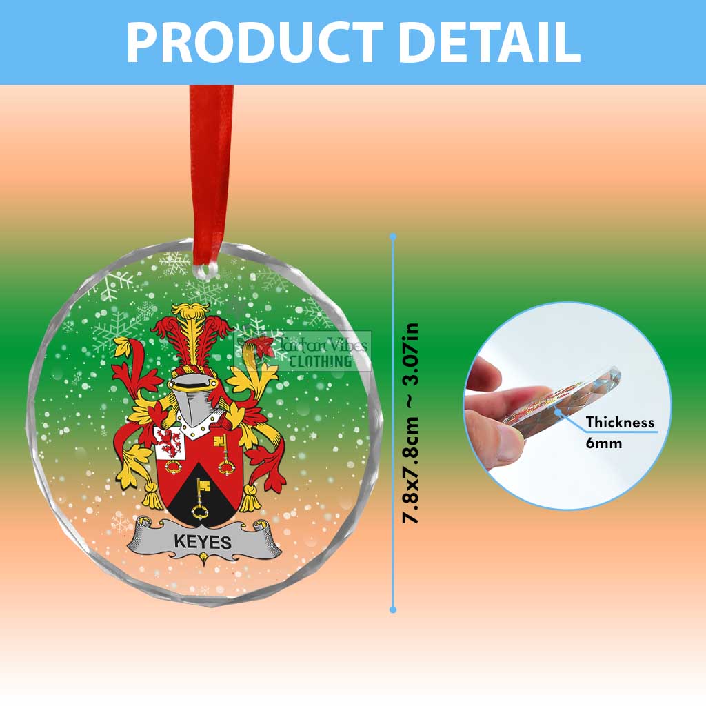 Keyes Irish Clan Christmas Glass Ornament with Coat of Arms - 2D-tartanvibesclothing