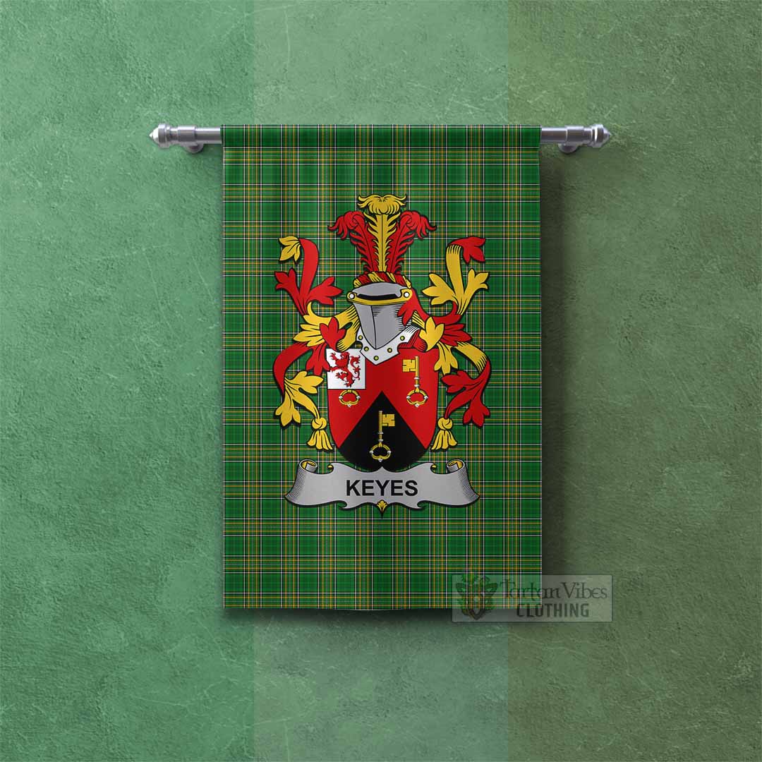 Keyes Irish Clan Tartan Gonfalon, Tartan Banner with Coat of Arms Rectangle - Tartan Vibes Clothing
