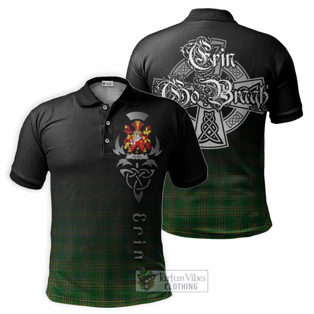 Tartan Vibes Clothing Keyes Irish Clan Polo Shirt with Coat of Arms Erin Go Bragh Celtic Inspired