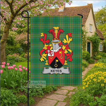 Keyes Irish Clan Tartan Garden Flag with Coat of Arms