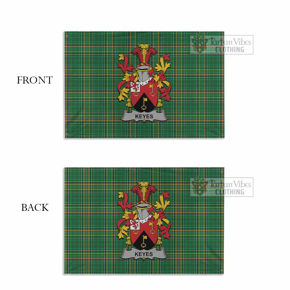 Tartan Vibes Clothing Keyes Irish Clan Tartan House Flag with Coat of Arms