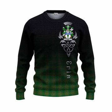 Tartan Vibes Clothing Kidd Irish Clan Knitted Sweater with Coat of Arms Erin Go Bragh Celtic Inspired