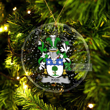 Kidd Irish Clan Christmas Glass Ornament with Coat of Arms Transparent Glass Circle - 2D-tartanvibesclothing