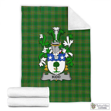 Tartan Vibes Clothing Kidd Irish Clan Tartan Blanket with Coat of Arms