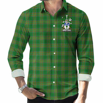 Kidd Irish Clan Tartan Long Sleeve Button Up with Coat of Arms Men's Shirt - Tartan Vibes Clothing