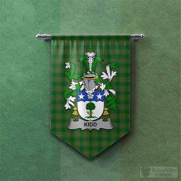 Tartan Vibes Clothing Kidd Irish Clan Tartan Gonfalon, Tartan Banner with Coat of Arms