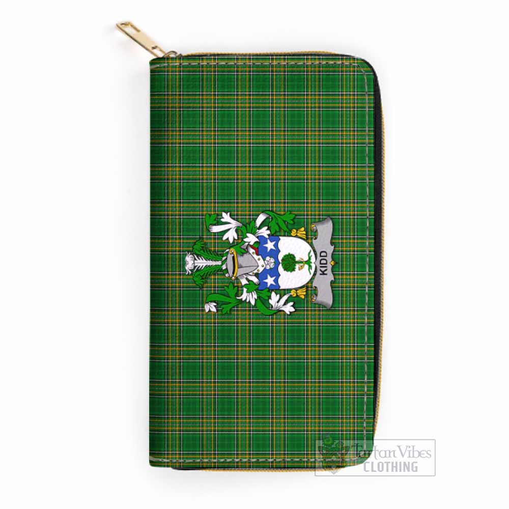 Kidd Irish Clan Tartan Women's Leather Wallet with Coat of Arms One Size 19.7*10.5*3.5 cm - Tartan Vibes Clothing