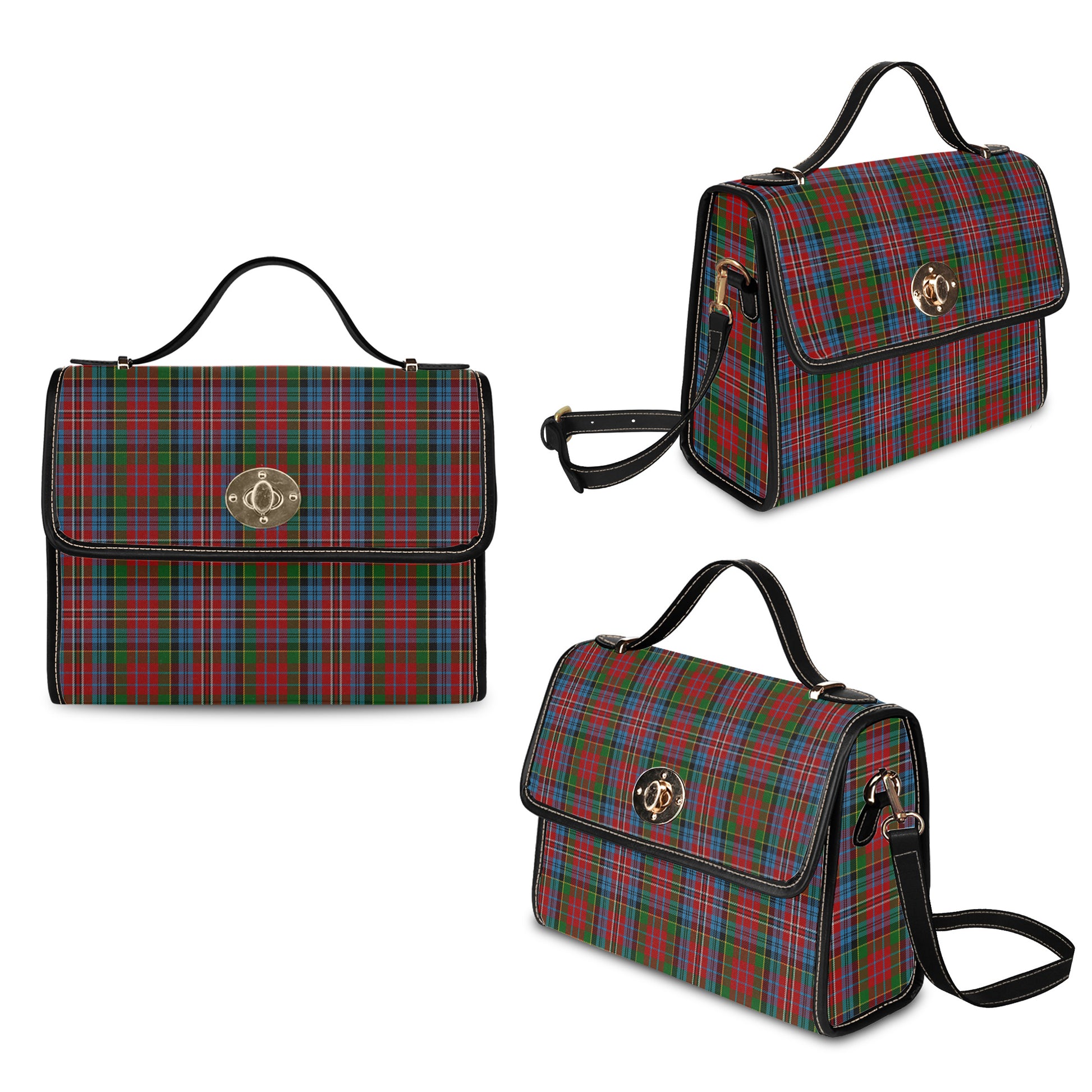 kidd-tartan-leather-strap-waterproof-canvas-bag