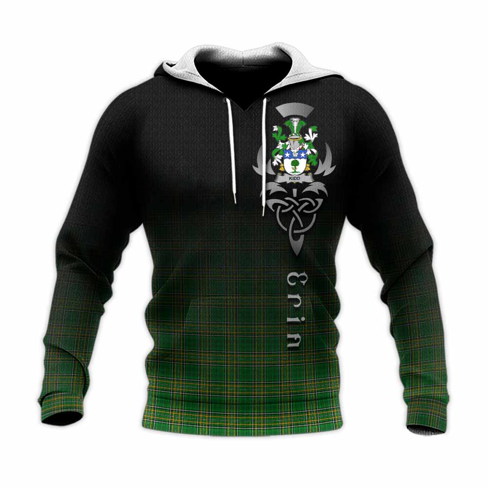 Kidd Irish Clan Knitted Hoodie with Coat of Arms Erin Go Bragh Celtic Inspired Unisex Knitted Pullover Hoodie - Tartan Vibes Clothing