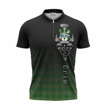 Kidd Irish Clan Zipper Polo Shirt with Coat of Arms Erin Go Bragh Celtic Inspired Unisex - Tartan Vibes Clothing