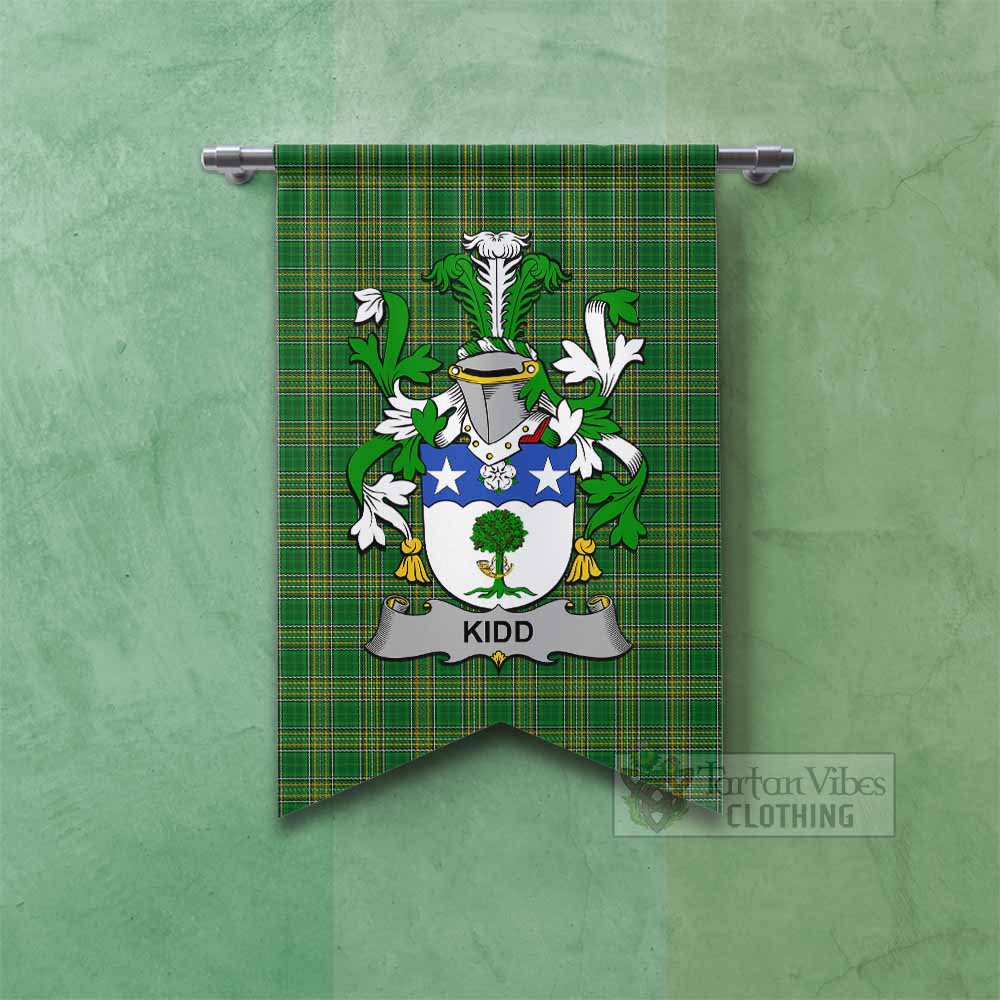 Kidd Irish Clan Tartan Gonfalon, Tartan Banner with Coat of Arms Fishtail - Tartan Vibes Clothing