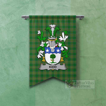 Tartan Vibes Clothing Kidd Irish Clan Tartan Gonfalon, Tartan Banner with Coat of Arms