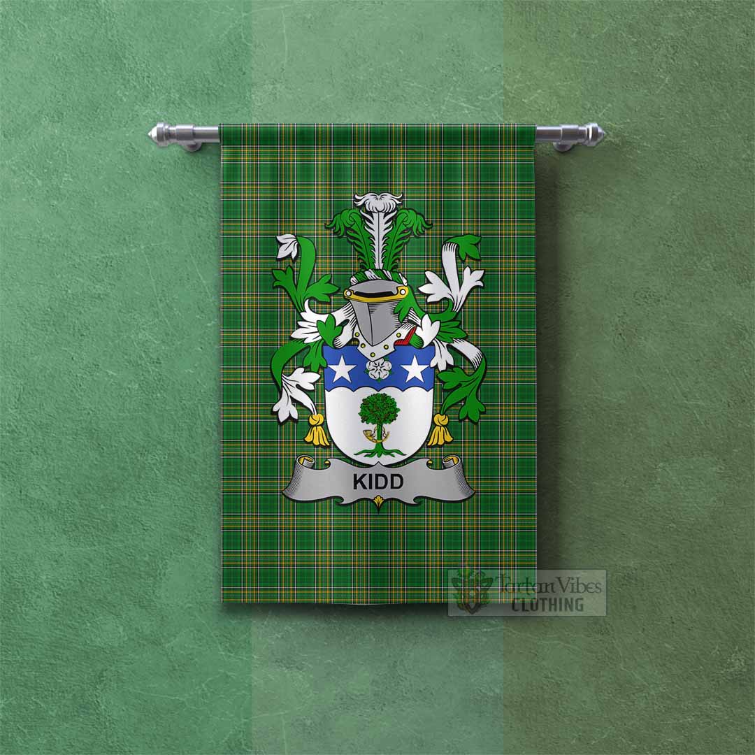 Kidd Irish Clan Tartan Gonfalon, Tartan Banner with Coat of Arms Rectangle - Tartan Vibes Clothing