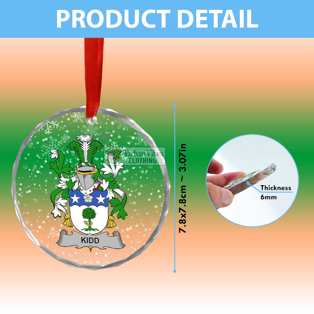 Kidd Irish Clan Christmas Glass Ornament with Coat of Arms - 2D-tartanvibesclothing