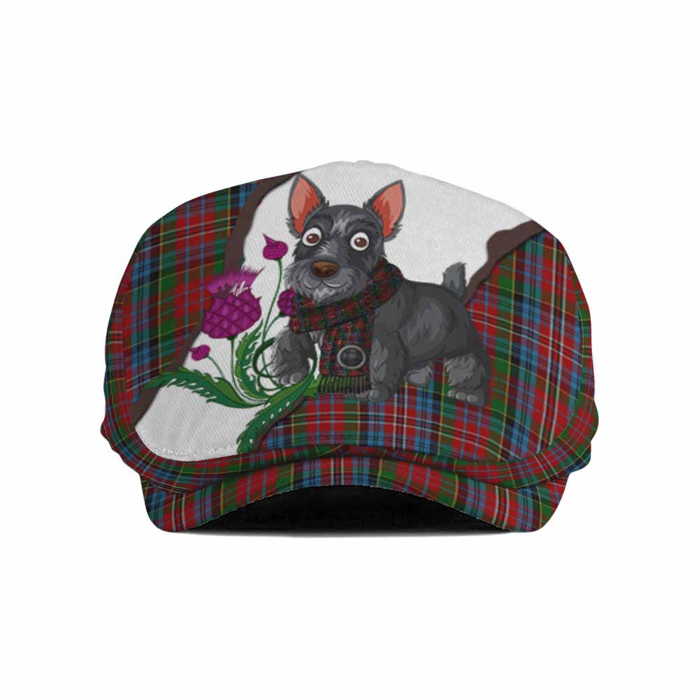 Kidd Scottish Terrier Tartan Flat Cap, Jeff Cap Thistle Heritage Art Flat Cap - Tartan Vibes Clothing