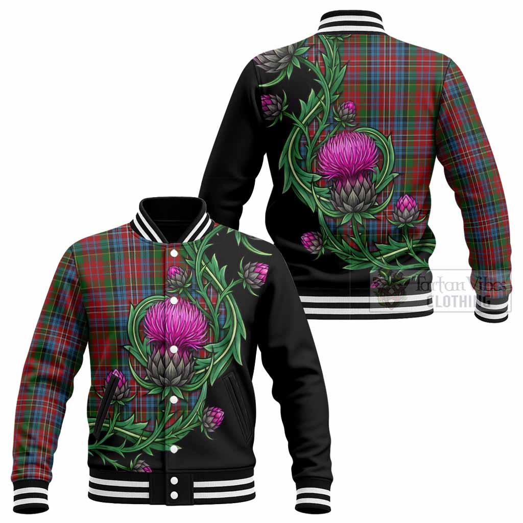 Kidd Tartan Baseball Jacket Resilient Scottish Thistle - Tartan Vibes Clothing
