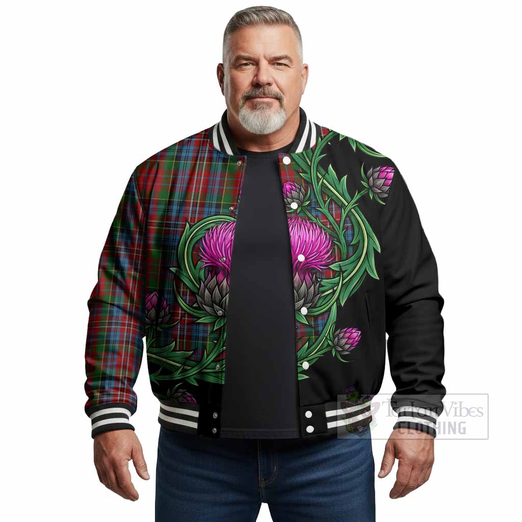 Kidd Tartan Baseball Jacket Resilient Scottish Thistle - Tartan Vibes Clothing