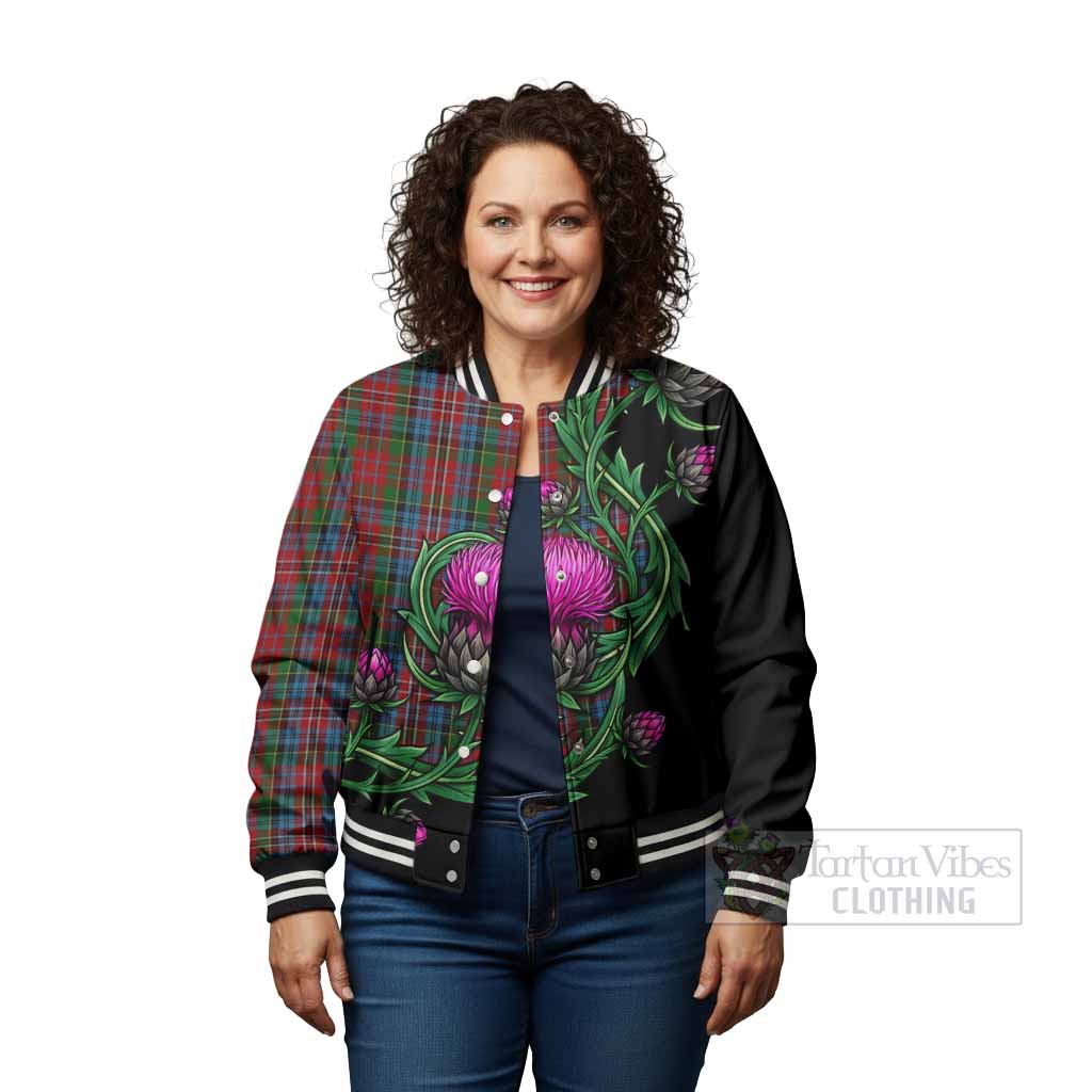 Kidd Tartan Baseball Jacket Resilient Scottish Thistle - Tartan Vibes Clothing