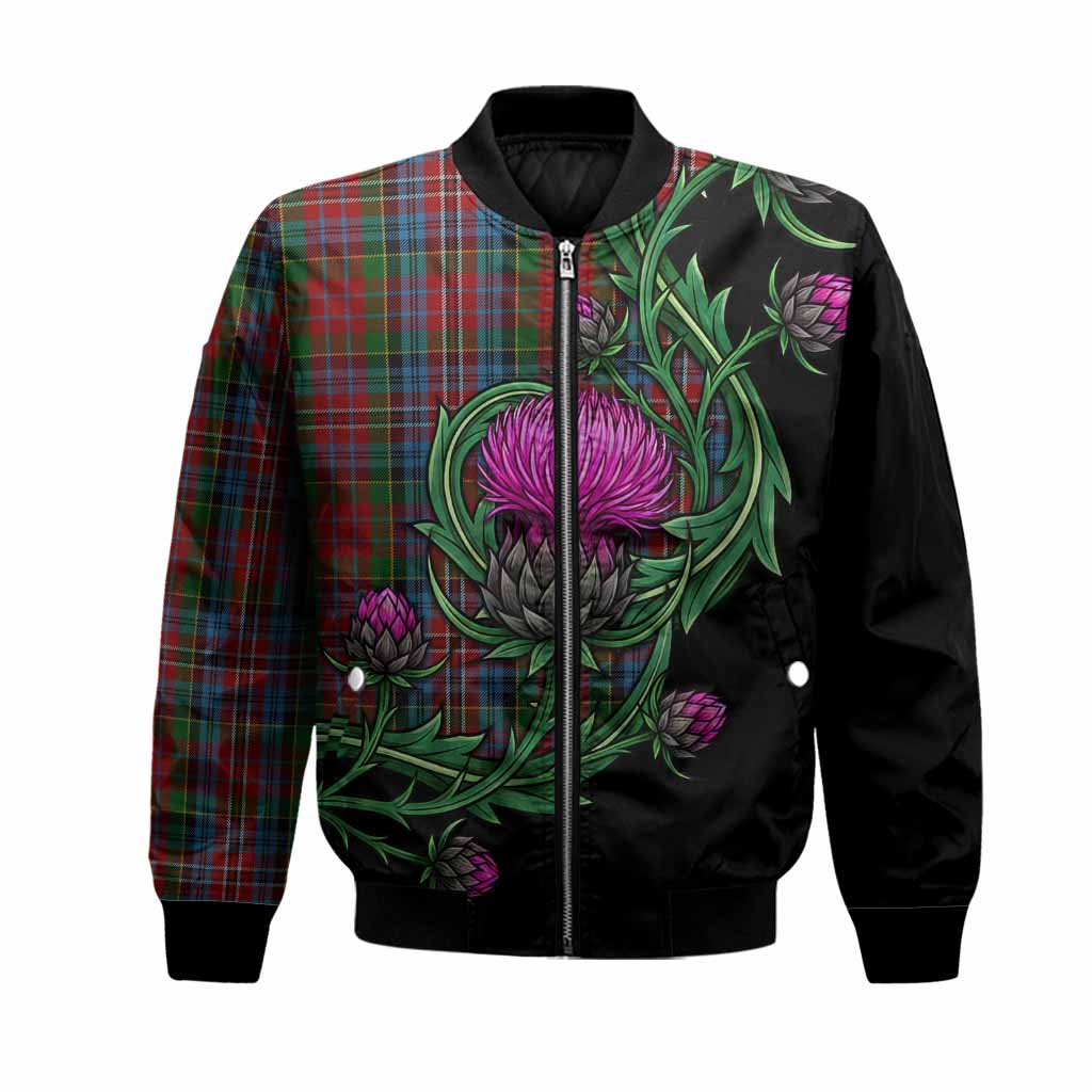 Kidd Tartan Bomber Jacket Resilient Scottish Thistle Unisex Black - Tartan Vibes Clothing