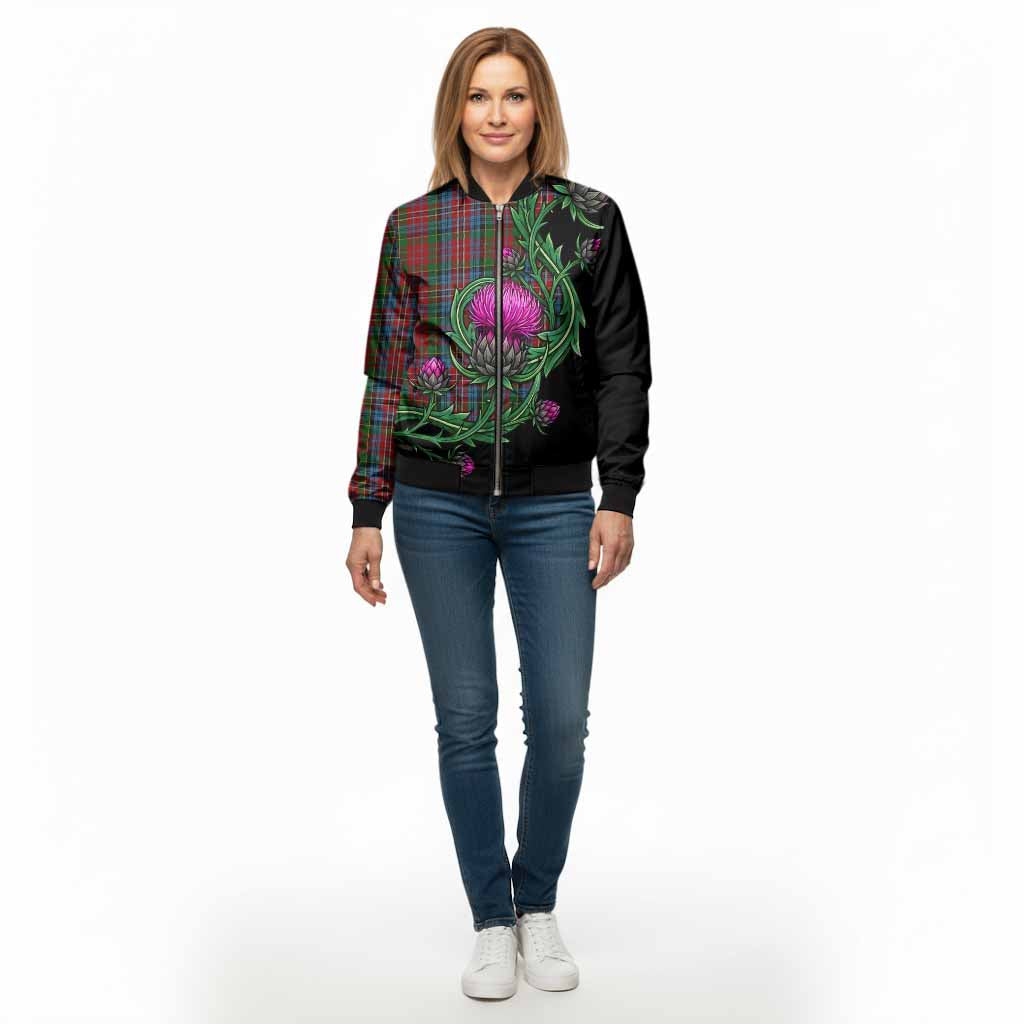 Kidd Tartan Bomber Jacket Resilient Scottish Thistle - Tartan Vibes Clothing