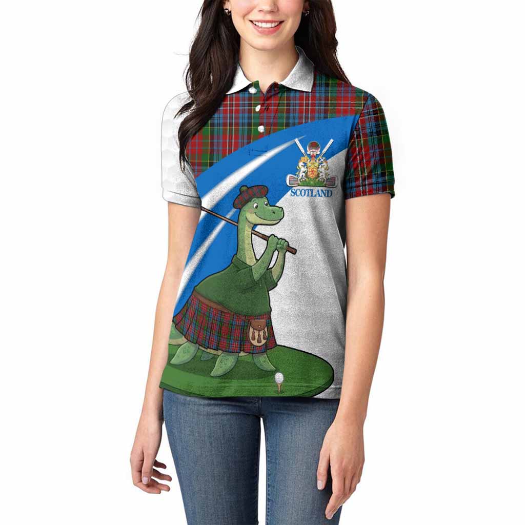 Kidd Tartan Crest Golf Nessie Women Polo Shirt Loch Ness Monster Sporty Style