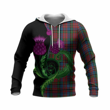 Kidd Tartan Knitted Hoodie Traditional Scottish Thistle