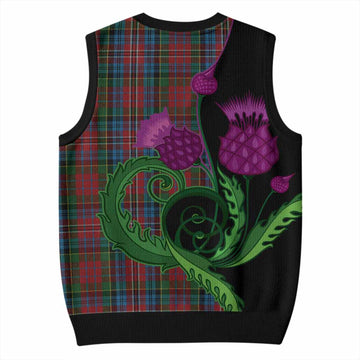 Kidd Tartan Knitted V-Neck Vest Traditional Scottish Thistle