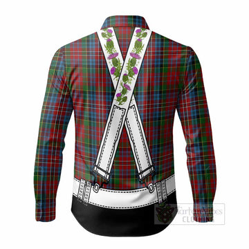 Kidd Tartan Lederhosen Costume Long Sleeve Button Shirts Scotland Thistle Floral