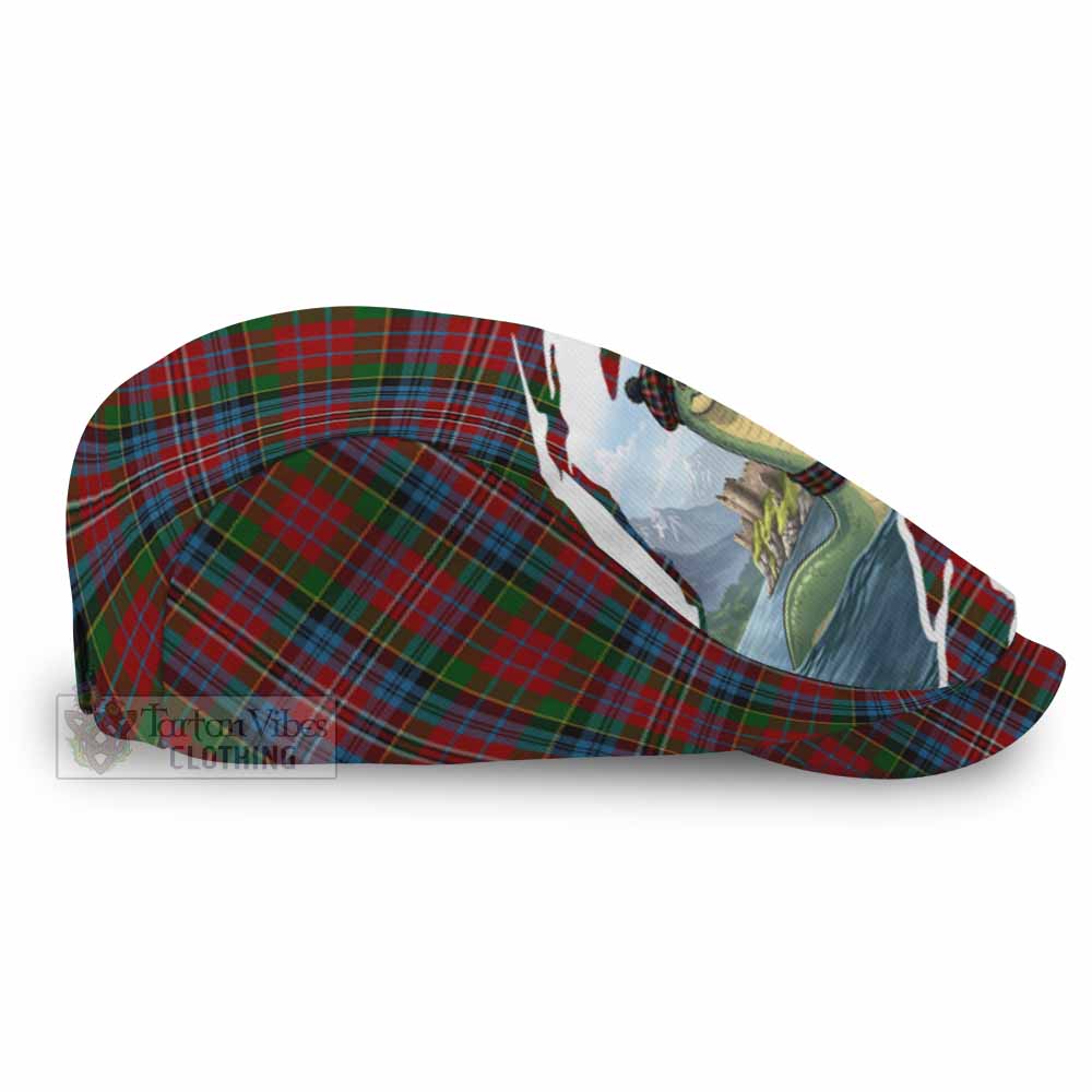 Kidd Tartan Loch Ness Monster Scottish Heritage Art Flat Cap, Jeff Cap