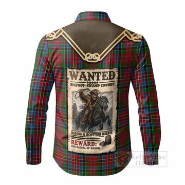 Kidd Tartan Long Sleeve Button Shirts Bigfoot Riding The Kelpie Monster