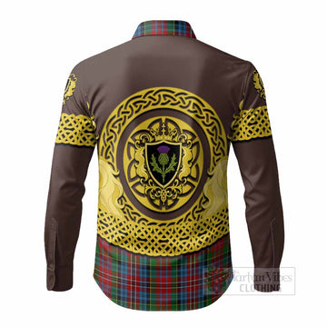 Kidd Tartan Long Sleeve Button Shirts Unicorn Celtic Knot And Thistle Emblem