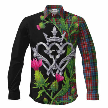 Kidd Tartan Luckenbooth Long Sleeve Button Shirts Silver Heart Crown Thistle Floral Men's Shirt S - Tartan Vibes Clothing