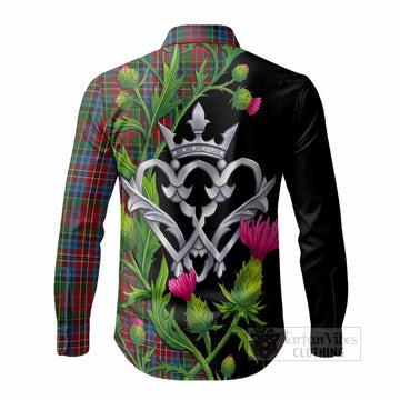 Kidd Tartan Luckenbooth Long Sleeve Button Shirts Silver Heart Crown Thistle Floral - Tartan Vibes Clothing